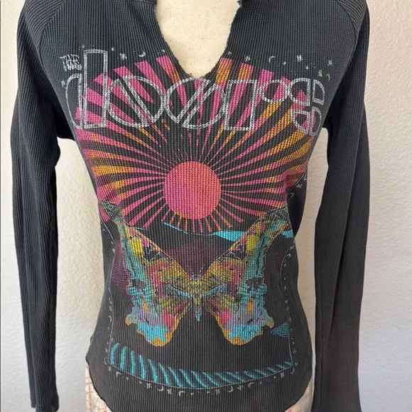 Free People Gray Graphic Fitted Long Sleeve Tee - Picture 2 of 2